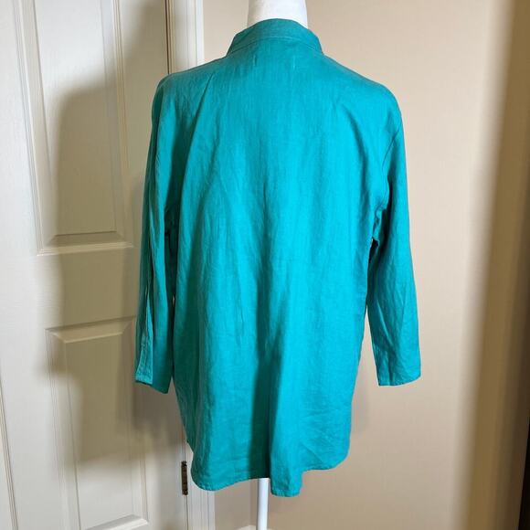 Vintage Bloomingdale’s Linen Shell and Shirt Set Turquoise Size Medium and Large - Picture 7 of 15